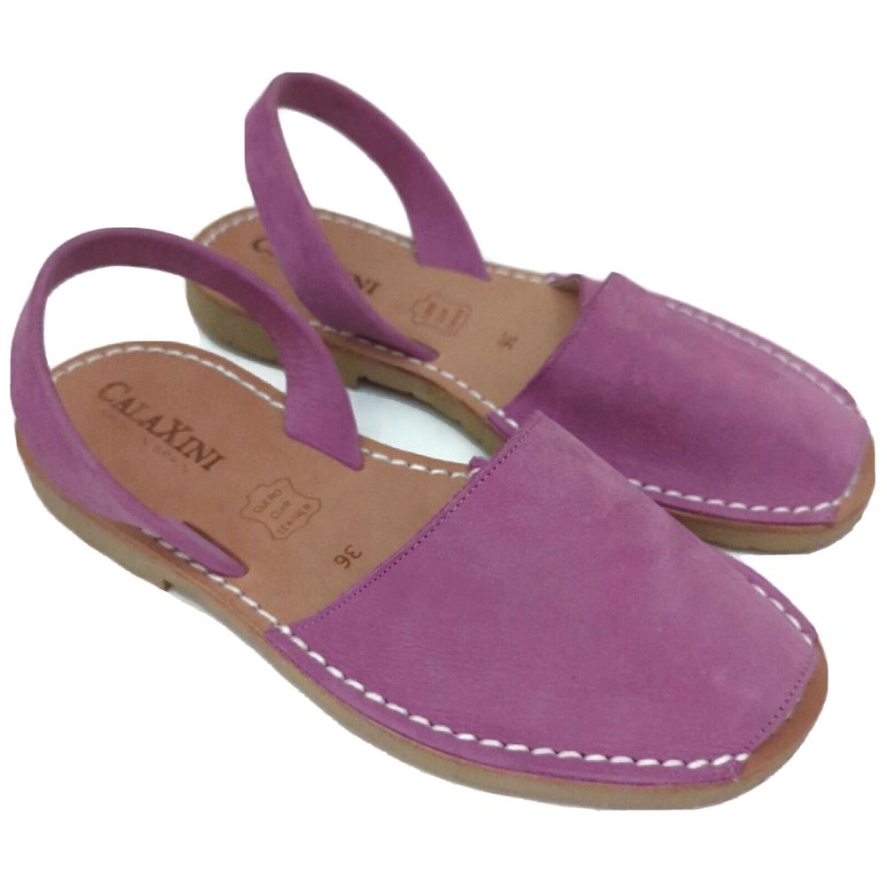 Calaxini Purple Leather Avarca Sandals Menorcan Slingback‎ Flats Spain Womens 36